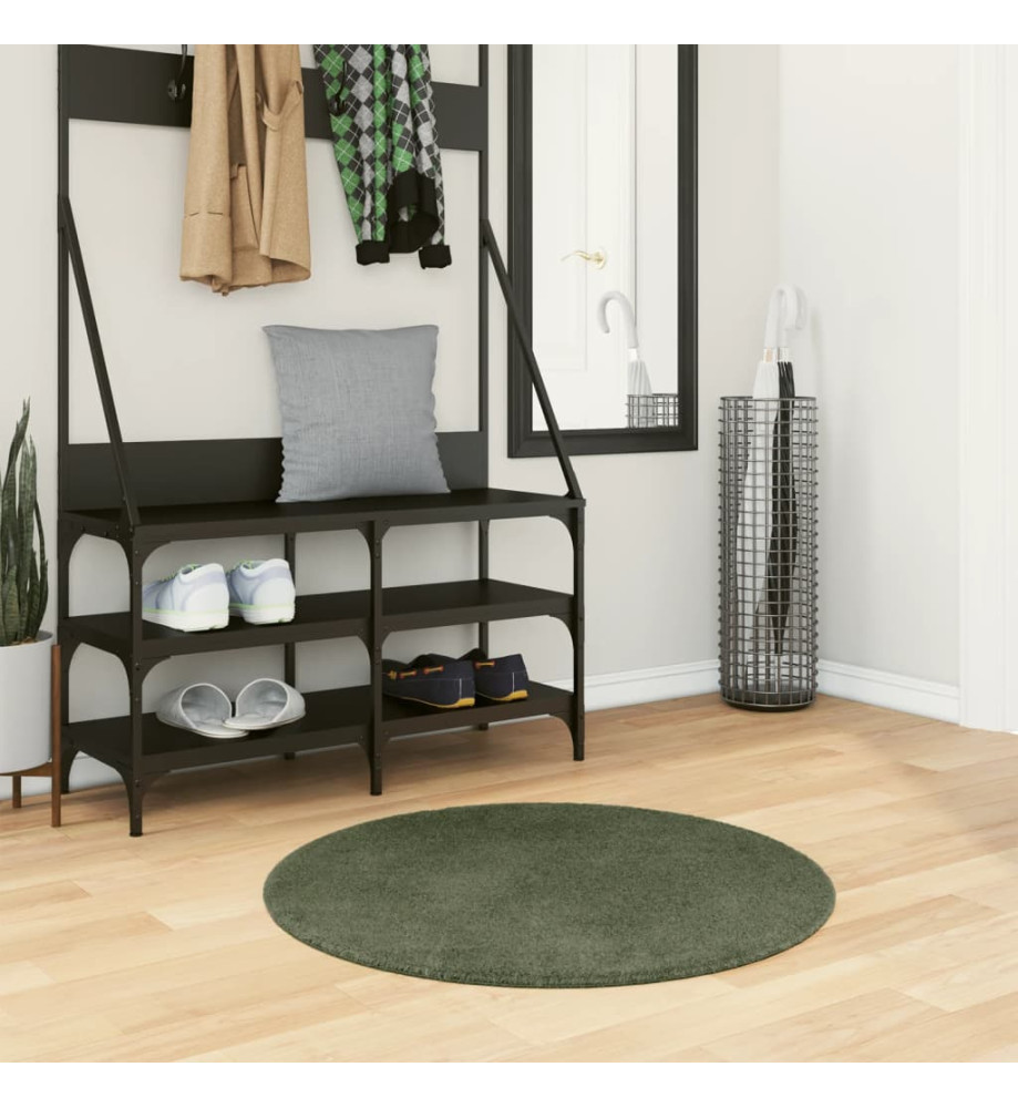 Tapis HUARTE à poils courts doux et lavable vert forêt Ø 80 cm