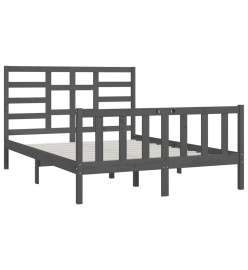 Cadre de lit Gris Bois de pin massif 160x200 cm