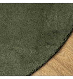 Tapis HUARTE à poils courts doux et lavable vert forêt Ø 80 cm