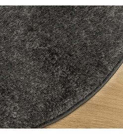 Tapis ISTAN à poils longs aspect brillant anthracite Ø 80 cm