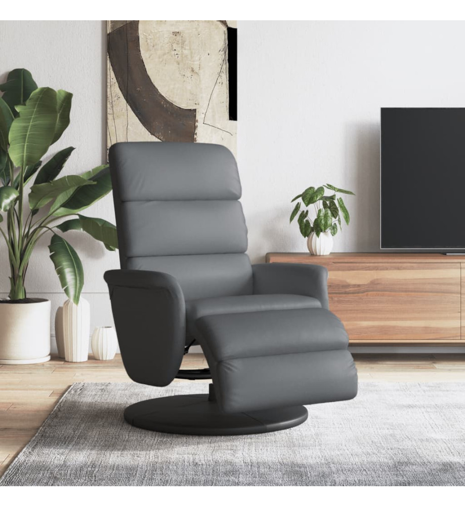 Fauteuil inclinable avec repose-pieds gris similicuir