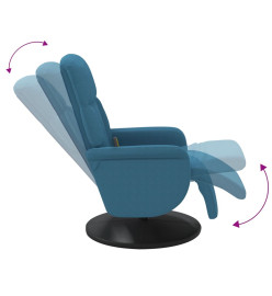 Fauteuil inclinable de massage avec repose-pied bleu velours