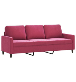 Canapé à 3 places Rouge bordeaux 180 cm Velours