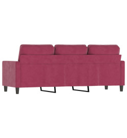 Canapé à 3 places Rouge bordeaux 180 cm Velours