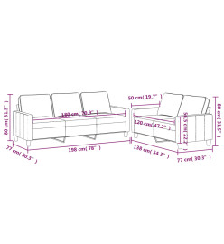 Ensemble de canapés 2 pcs avec coussins Jaune Velours