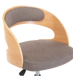 Chaise pivotante de bureau Taupe Bois courbé et tissu