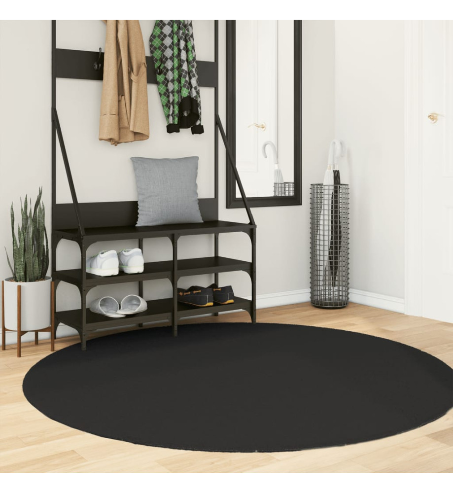 Tapis HUARTE à poils courts doux et lavable noir Ø 160 cm