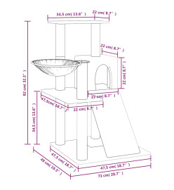 Arbre à chat avec griffoirs en sisal Crème 82 cm