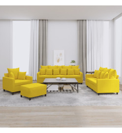 Ensemble de canapés 4 pcs avec coussins Jaune Velours