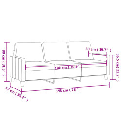 Canapé à 3 places Gris clair 180 cm Velours