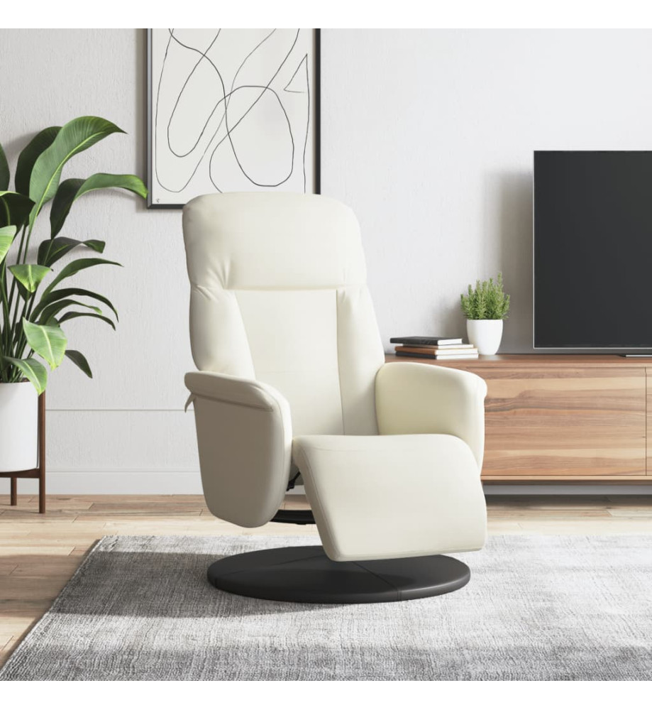 Fauteuil inclinable avec repose-pied crème velours