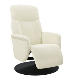 Fauteuil inclinable avec repose-pied crème velours