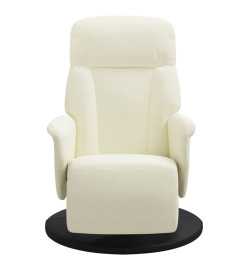 Fauteuil inclinable avec repose-pied crème velours