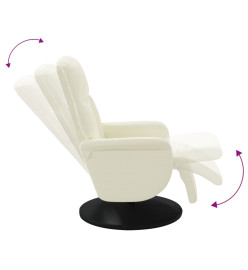 Fauteuil inclinable avec repose-pied crème velours