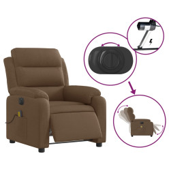 Fauteuil inclinable de massage électrique marron tissu