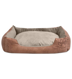 Lit pour chiens avec coussin Cuir artificiel PU Taille XXL Beige