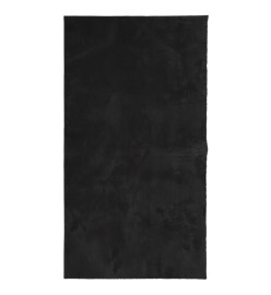 Tapis HUARTE à poils courts doux et lavable noir 80x150 cm