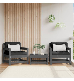 Chaises de jardin 2 pcs gris bois massif de pin