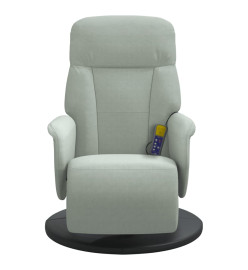 Fauteuil inclinable de massage repose-pied gris clair velours