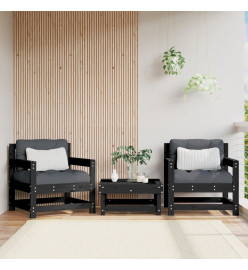 Chaises de jardin 2 pcs noir bois massif de pin