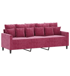 Ensemble de canapés 3 pcs avec coussins Rouge bordeaux Velours