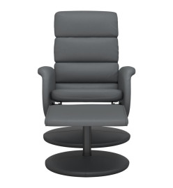 Fauteuil inclinable avec repose-pied gris similicuir