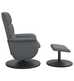 Fauteuil inclinable avec repose-pied gris similicuir