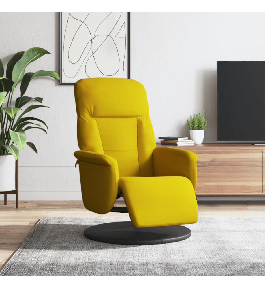 Fauteuil inclinable avec repose-pied jaune velours