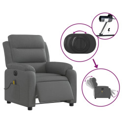 Fauteuil inclinable de massage électrique gris foncé tissu