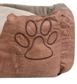 Lit pour chiens avec coussin Cuir artificiel PU Taille L Beige