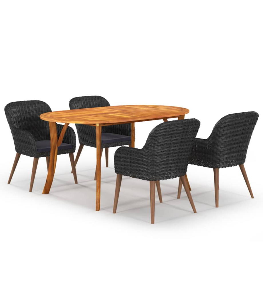 Ensemble de salle à manger de jardin 5 pcs Noir Ensemble de salle à manger de jardin 5 pcs Noir