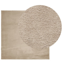 Tapis HUARTE à poils courts doux et lavable sable 120x120 cm