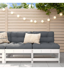 Canapés centraux de jardin 2 pcs blanc bois de pin massif