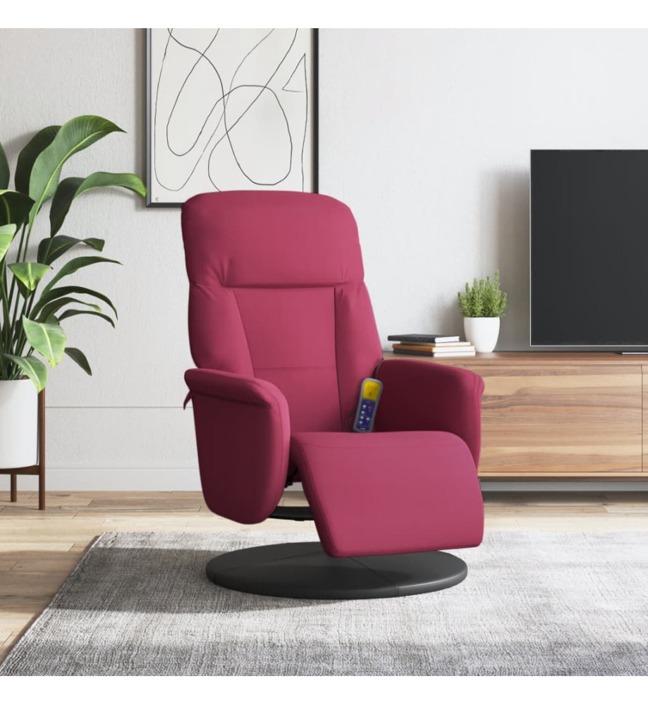 Fauteuil de massage inclinable avec repose-pied rouge bordeaux