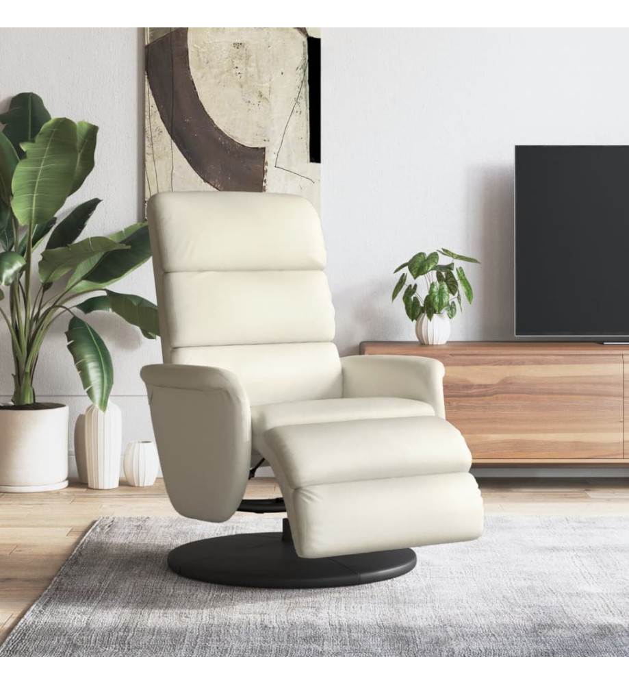 Fauteuil inclinable avec repose-pieds crème similicuir