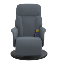 Fauteuil inclinable de massage repose-pied gris foncé velours