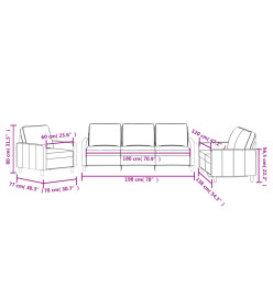 Ensemble de canapés 3 pcs avec coussins Jaune Velours