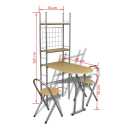 Jeu de bar petit-déjeuner pliable avec 2 chaises