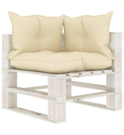 Salon palette de jardin 8 pcs avec coussins crème bois