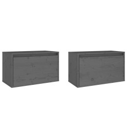 Armoires murales 2 pcs Gris 60x30x35 cm Bois de pin massif