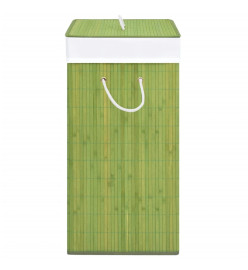 Panier à linge avec 2 sections bambou vert 100 L