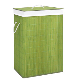 Panier à linge avec 2 sections bambou vert 72 L