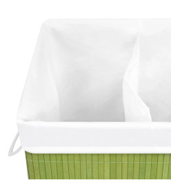 Panier à linge avec 2 sections bambou vert 72 L