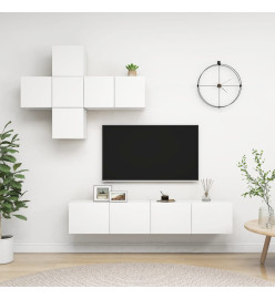 Ensemble de meuble TV 7 pcs Blanc Aggloméré