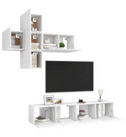 Ensemble de meuble TV 7 pcs Blanc Aggloméré