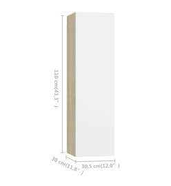 Meubles TV 4 pcs Blanc et chêne sonoma 30,5x30x110 cm Aggloméré