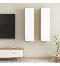 Meubles TV 2 pcs Blanc et chêne sonoma 30,5x30x110 cm Aggloméré