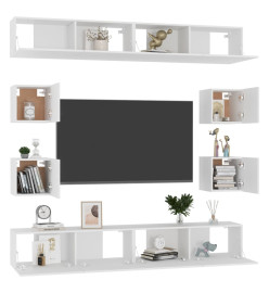 Ensemble de meubles TV 8 pcs Blanc Aggloméré