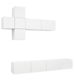 Ensemble de meuble TV 7 pcs Blanc Aggloméré