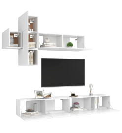 Ensemble de meuble TV 7 pcs Blanc Aggloméré